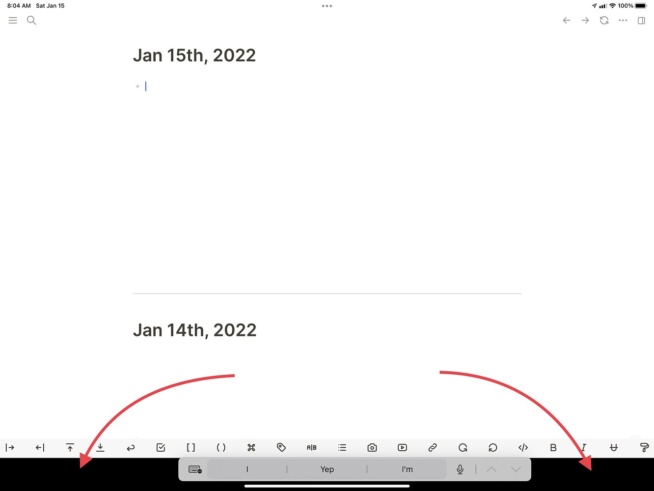 Black bar at bottom of screen on iPad Pro w/ keyboard attached